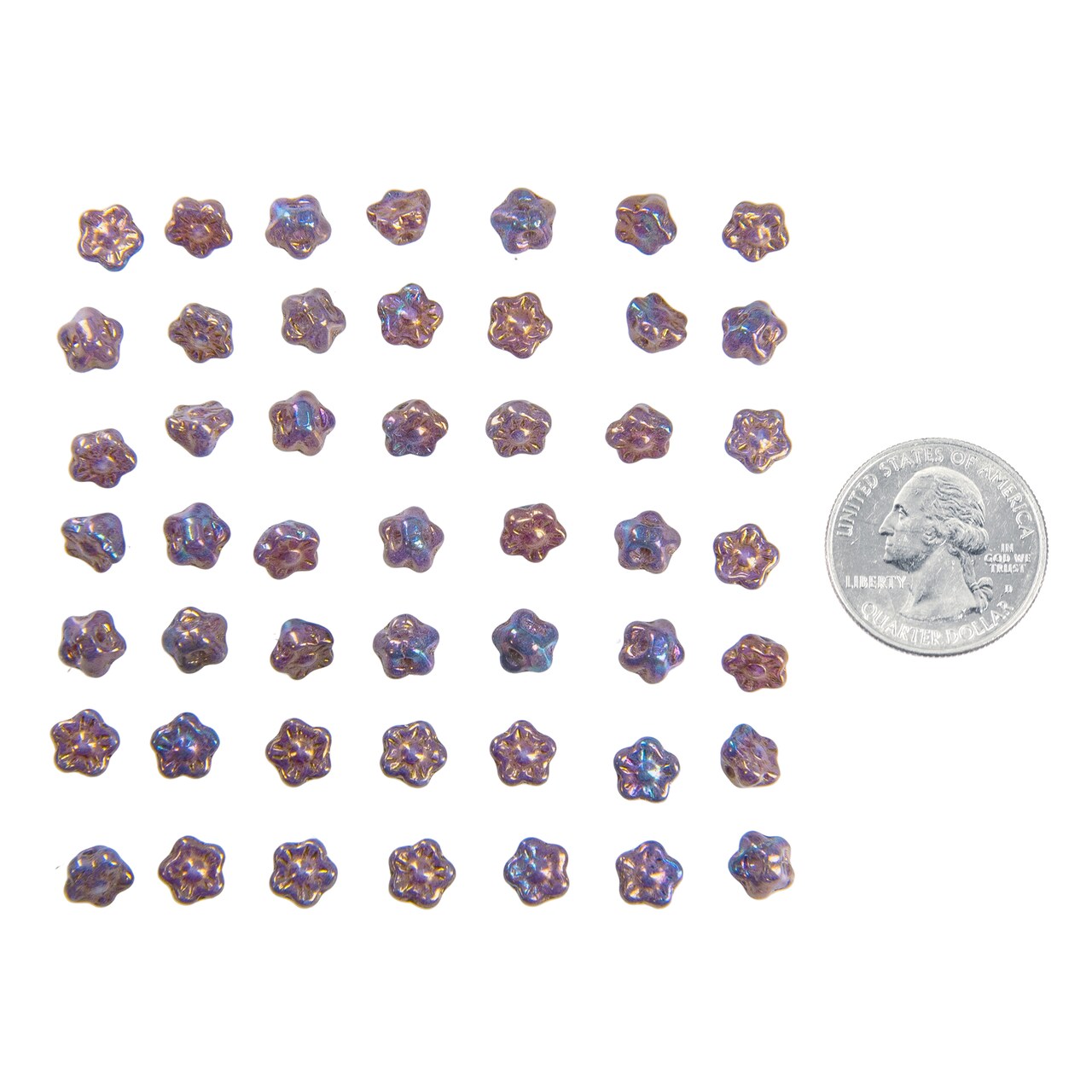 7mm Pink Lavender Golden Button Style Flower Beads Apx 48-50 Beads GB-BB05